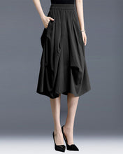 Load image into Gallery viewer, Linen skirt/Midi skirt/A-line skirt/summer skirt/elastic waist skirt/high waist skirt/skirt with pockets Z0055