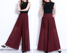 Load image into Gallery viewer, Wide leg Pants, Chiffon Skirt Pants, Summer Pants, Women's Pants, Chiffon trousers, long pants, elastic waist pants (K2039)