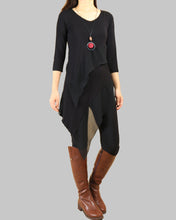 Load image into Gallery viewer, Women's 3/4 Sleeve Tunic top, Chiffon and Modal Tunic Dress, Asymmetrical Dress, Customized Dress, White dress, Casual t-shirt, half sleeve top(Q1997a)