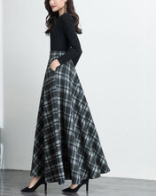 Load image into Gallery viewer, Plaid skirt, Winter skirt, wool skirt, long skirt, vintage skirt, high waist skirt, midi skirt(Q1078)