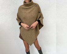 Load image into Gallery viewer, Turtleneck shawl, sweater poncho women, boho shawl, pullover sweater, cape top, high neck sweaters cape(P1085)