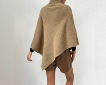 Load image into Gallery viewer, Turtleneck shawl, sweater poncho women, boho shawl, pullover sweater, cape top, high neck sweaters cape(P1085)