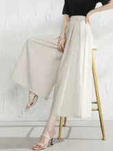 Load image into Gallery viewer, Women linen pants/Cropped trousers/black pants/high waist trousers/wide leg pants/elastic waist Pants/palazzo pants P0025