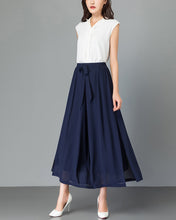 Load image into Gallery viewer, Women chiffon skirt pants/chiffon trousers/Wide leg pants/black pants/high waist trousers/elastic waist Pants/Plus Size pants P0018