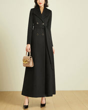 Load image into Gallery viewer, Wool Coat women, Long Wool Jacket, Coat dress, Winter Coat, wool Trench Coat, Full Length coat, maxi coat, Belt Coat, Handmade Coat(Y1169)