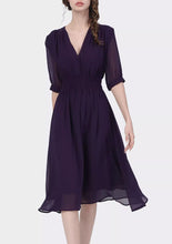 Load image into Gallery viewer, Women's chiffon dress, black dress, summer dress, casual dress, loose fit layered dress, plus size oversize dress(Q3022)