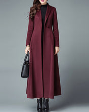 Load image into Gallery viewer, Wool coat women, wool jacket, coat dress, red coat, winter coat, flare coat, buttoned jacket, wool overcoat (Y2177)