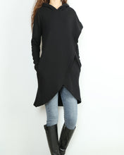 Load image into Gallery viewer, Oversized hoodie for women, asymmetrical thick cotton fleece hoodie, plus size sweatshirt, long tops, casual customized hoodie(Y2076)
