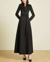 Load image into Gallery viewer, Wool Coat women, Long Wool Jacket, Coat dress, Winter Coat, wool Trench Coat, Full Length coat, maxi coat, Belt Coat, Handmade Coat(Y1169)