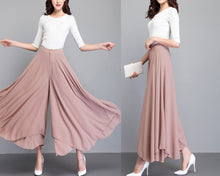 Load image into Gallery viewer, Chiffon Skirt Pants, Women's Cropped Pants, wide leg Pants, Summer Pants, Chiffon Culottes (K2022)