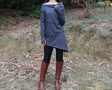 Load image into Gallery viewer, Women's cotton tunic top, cowl neck tunic dress with thumb hole, Asymmetrical tunic, oversized t-shirt,pullover sweaters (Y2077)