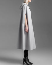 Load image into Gallery viewer, Cape coat with hood, wool poncho jacket, high neck coat, wool cloak coat, wool shawl winter coat, vintage cape(Y1908)