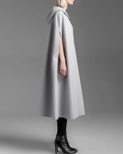 Load image into Gallery viewer, Cape coat with hood, wool poncho jacket, high neck coat, wool cloak coat, wool shawl winter coat, vintage cape(Y1908)
