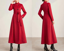 Load image into Gallery viewer, Wool coat for women, maxi coat, coat dress, black coat, winter coat, flare coat, buttoned jacket, wool overcoat, coat with pockets (Y2068)
