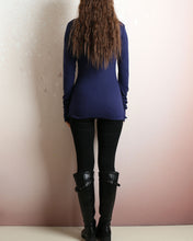 Load image into Gallery viewer, Women's Long Long Sleeves top, purple t-shirt, V-neck top, bottoming Cotton t-Shirt, form fitting top(Y2080)