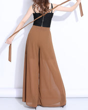 Load image into Gallery viewer, Wide leg Pants, Chiffon Skirt Pants, Summer Pants, Women's Pants, Chiffon trousers, long pants, elastic waist pants (K2039)