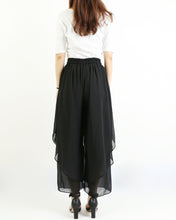 Load image into Gallery viewer, Women's wide leg pants, chiffon pants, asymmetrical skirt pants, elastic waist trousers, high waist pants, light weight pants(K1008)