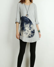 Load image into Gallery viewer, Women's 3/4 sleeve tunic dress/cotton tunic top/Off White t-shirt/ oversize top/customized asymmetrical top (Y5119)