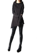Load image into Gallery viewer, Women's cotton tunic top/cowl neck tunic dress with thumb hole/Asymmetrical tunic/oversized tunic top for leggings (Y1656) - lijingshop