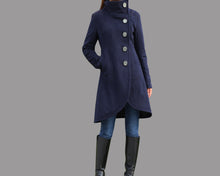 Load image into Gallery viewer, Wool coat Women/Women's winter coat/wool long coat/wool jacket/plus size overcoat/A-line coat/asymmetrical coat T08