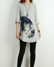 Load image into Gallery viewer, Women's 3/4 sleeve tunic dress/cotton tunic top/Off White t-shirt/ oversize top/customized asymmetrical top (Y5119)