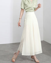 Load image into Gallery viewer, Women elastic waist Pants/cropped pants/chiffon pants/Wide leg pants/chiffon skirt pants/black pants/Plus Size pants P0038