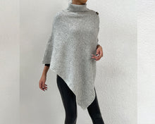 Load image into Gallery viewer, Turtleneck shawl, sweater poncho women, boho shawl, pullover sweater, cape top, high neck sweaters cape(P1085)
