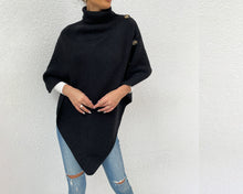 Load image into Gallery viewer, Turtleneck shawl, sweater poncho women, boho shawl, pullover sweater, cape top, high neck sweaters cape(P1085)