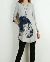 Load image into Gallery viewer, Women's 3/4 sleeve tunic dress/cotton tunic top/Off White t-shirt/ oversize top/customized asymmetrical top (Y5119)