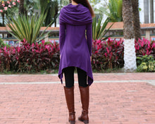 Load image into Gallery viewer, Cotton tunic tops, shawl collar top, knit tunic dress, plus size sweatshirt, oversized knit top, asymmetrical t-shirt(Y1084)