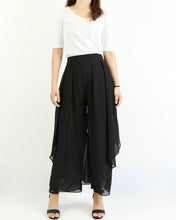 Load image into Gallery viewer, Women's wide leg pants, chiffon pants, asymmetrical skirt pants, elastic waist trousers, high waist pants, light weight pants(K1008)