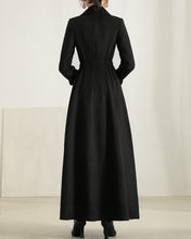 Load image into Gallery viewer, Wool coat for women, maxi coat, coat dress, black coat, winter coat, flare coat, buttoned jacket, wool overcoat, coat with pockets (Y2171)