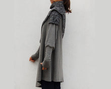 Load image into Gallery viewer, Women's asymmetrical dress/cotton dress/plus size knit top/shawl collar tunic dress/pullover sweater/oversized dress/long sleeve dress Q107