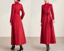 Load image into Gallery viewer, Wool coat for women, maxi coat, coat dress, black coat, winter coat, flare coat, buttoned jacket, wool overcoat, coat with pockets (Y2068)