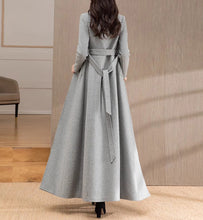 Load image into Gallery viewer, Wool Coat women, Long Wool Jacket, Coat dress, Winter Coat, wool Trench Coat, Full Length coat, maxi coat, Belt Coat, Handmade Coat(Y1187)