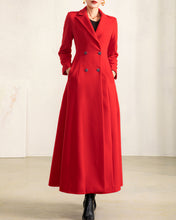 Load image into Gallery viewer, Wool coat women, wool jacket, coat dress, red coat, winter coat, flare coat, buttoned jacket, wool overcoat (Y2174)