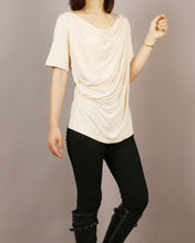 Load image into Gallery viewer, Short sleeve t-shirt, modal cotton top, boho drapes t-shirt, soft gray t-shirt, summer top(Y2049)