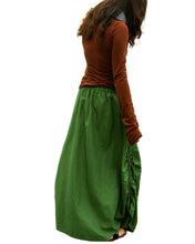 Load image into Gallery viewer, Linen skirt/Maxi skirt/long skirt/a-line skirt/green skirt/dark blue skirt/elastic waist skirt L001