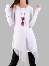 Load image into Gallery viewer, Cotton tunic top women/asymmetrical t-shirt/plus size top/cotton tunic dress/short sleeve top/summer top/tunic dress women/chiffon tops Q06