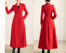 Load image into Gallery viewer, Wool coat women, wool jacket, coat dress, red coat, winter coat, flare coat, buttoned jacket, wool overcoat (Y2174)