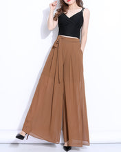 Load image into Gallery viewer, Wide leg Pants, Chiffon Skirt Pants, Summer Pants, Women's Pants, Chiffon trousers, long pants, elastic waist pants (K2039)