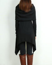 Load image into Gallery viewer, Cotton tunic tops, shawl collar top, knit tunic dress, plus size sweatshirt, oversized knit top, asymmetrical t-shirt(Y1084)