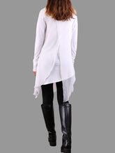 Load image into Gallery viewer, Cotton tunic top women/asymmetrical t-shirt/plus size top/cotton tunic dress/short sleeve top/summer top/tunic dress women/chiffon tops Q06