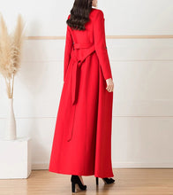 Load image into Gallery viewer, Wool Coat women, Long Wool Jacket, Coat dress, Winter Coat, wool Trench Coat, Full Length coat, maxi coat, Belt Coat, Handmade Coat(Y1187)