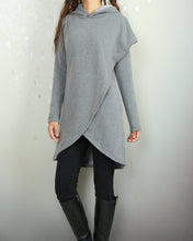 Load image into Gallery viewer, Oversized hoodie for women, asymmetrical thick cotton fleece hoodie, plus size sweatshirt, long tops, casual customized hoodie(Y2076)