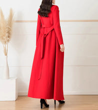 Load image into Gallery viewer, Wool Coat women, Long Wool Jacket, Coat dress, Winter Coat, wool Trench Coat, Full Length coat, maxi coat, Belt Coat, Handmade Coat(Y1187)
