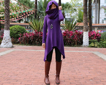 Load image into Gallery viewer, Cotton tunic tops, shawl collar top, knit tunic dress, plus size sweatshirt, oversized knit top, asymmetrical t-shirt(Y1084)