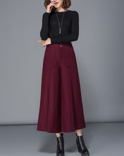 Load image into Gallery viewer, Wool skirt pants, Wool pants women, cropped pants, wide leg pants, loose pants, women trousers, winter pants (K3108)