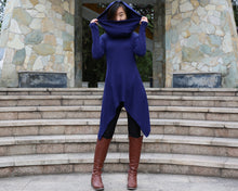 Load image into Gallery viewer, Cotton tunic tops, shawl collar top, knit tunic dress, plus size sweatshirt, oversized knit top, asymmetrical t-shirt(Y1084)