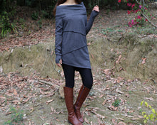 Load image into Gallery viewer, Women's cotton tunic top, cowl neck tunic dress with thumb hole, Asymmetrical tunic, oversized t-shirt,pullover sweaters (Y2077)